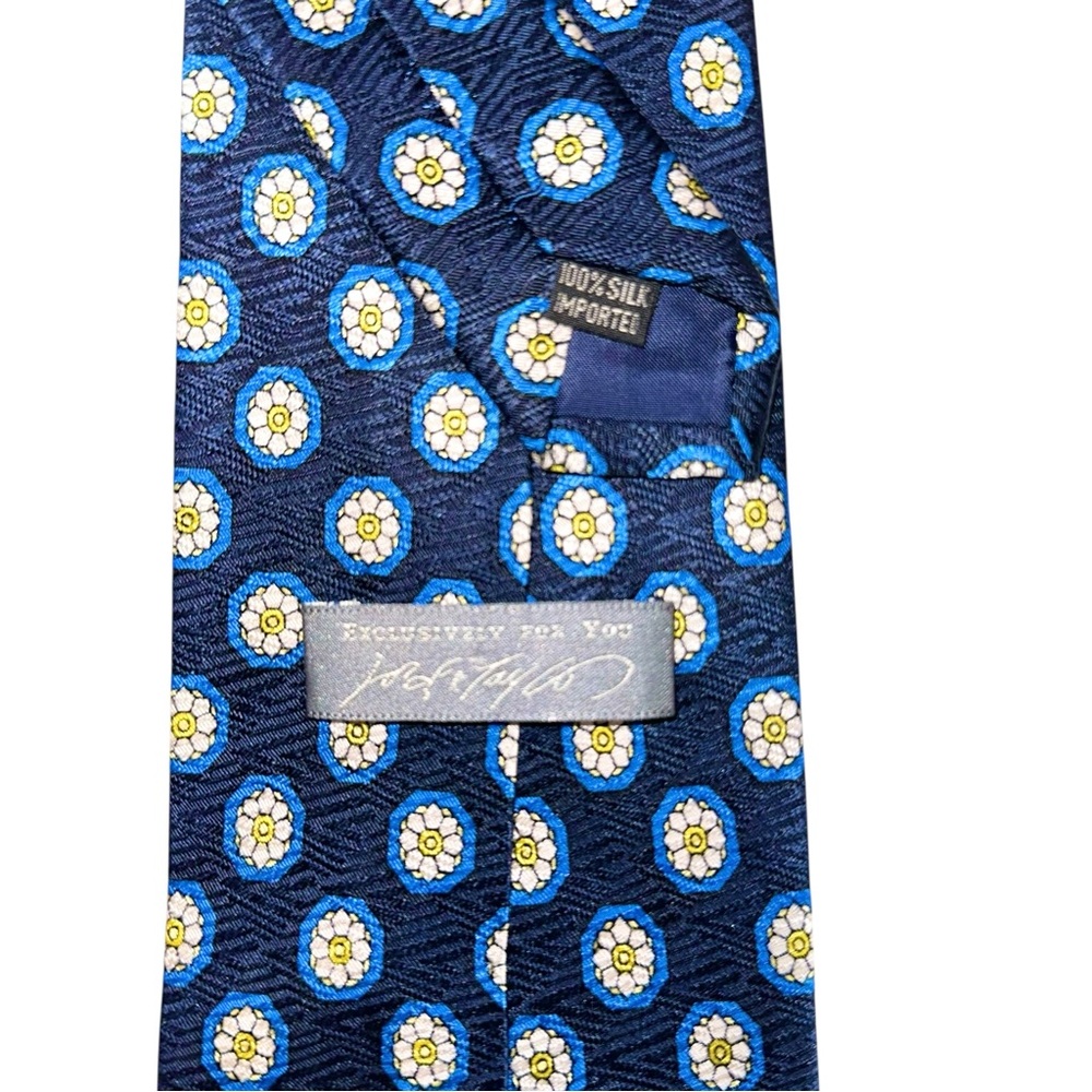Vintage Lord & Taylor Mens Tie Silk Blue Yellow Baroque Lion 60x3.75” USA - Picture 4 of 5